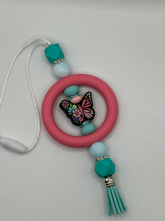 Pink Butterfly Car Charm